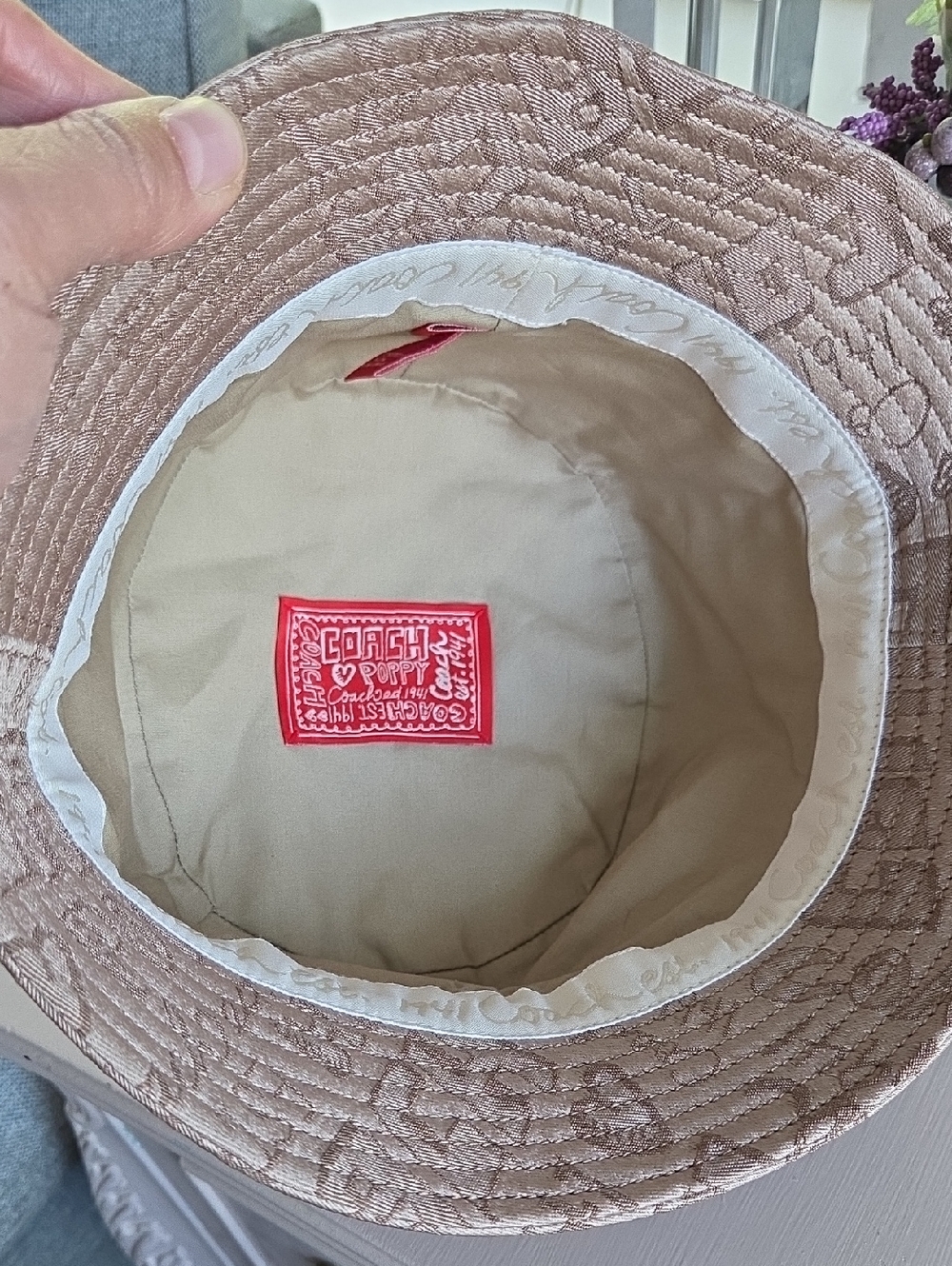 COACH Khaki Graffiti Poppy Bucket Hat M/L - Picture 2 of 8